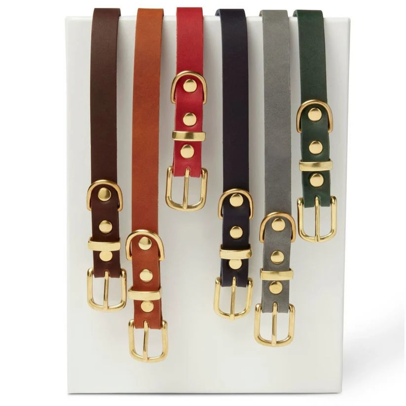 Molly & Stitch Cuir beurré — Ensemble collier et laisse 3x, Marron Classique