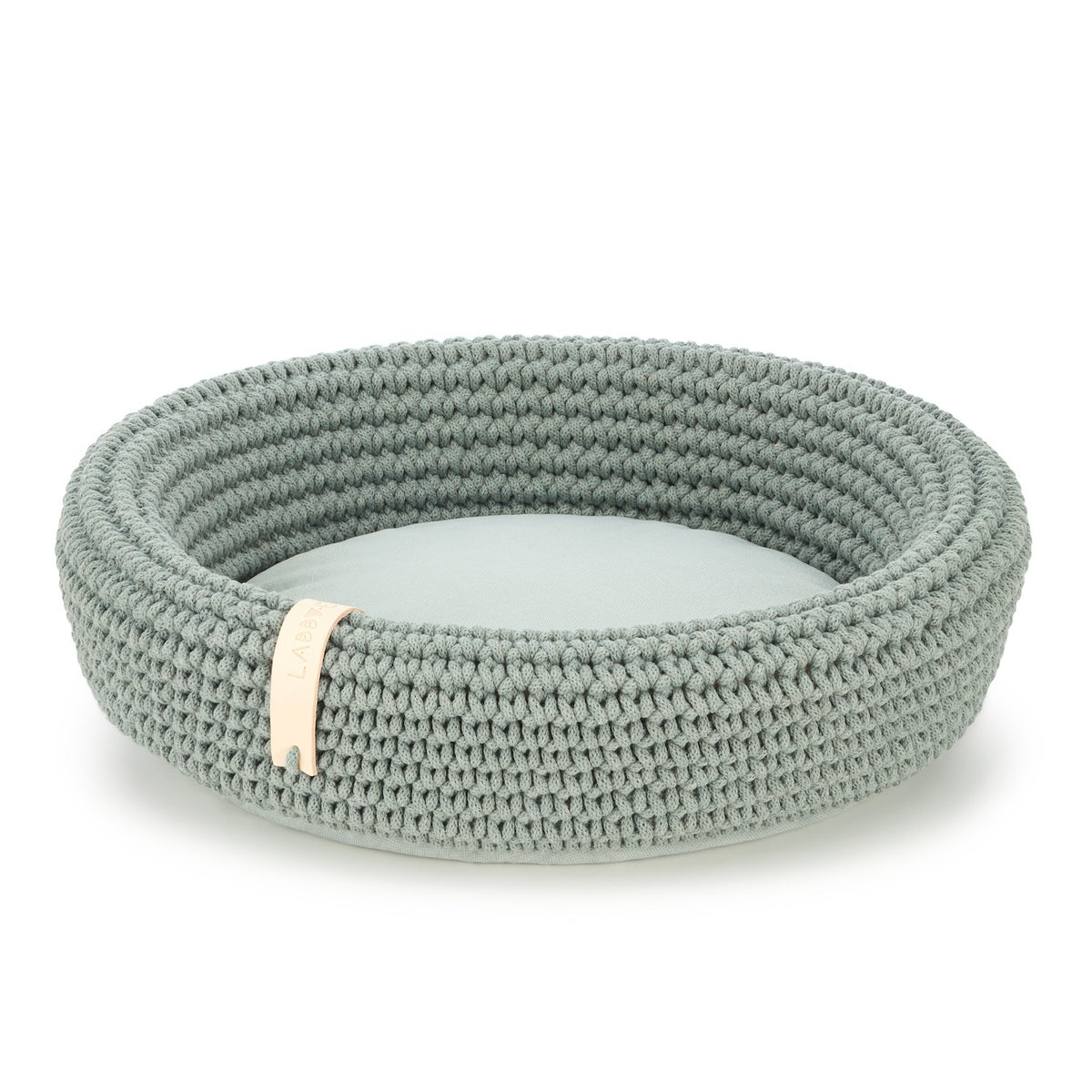 Labbvenn COCO Panier tressé Vert - corde de coton Oeko-Tex, Ø45 cm