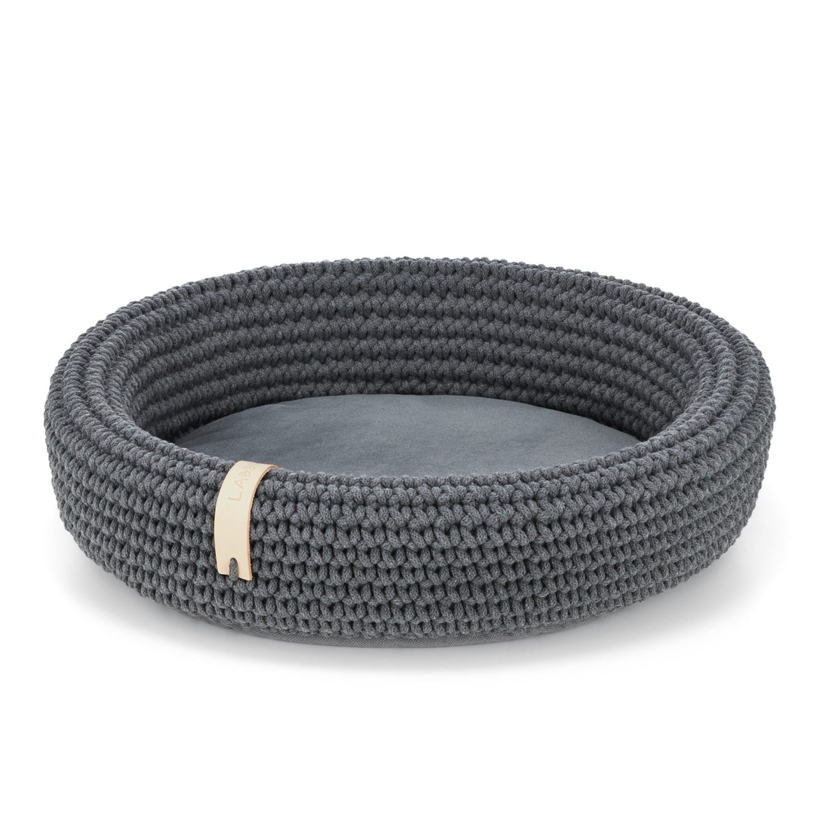 Labbvenn COCO Panier tressé Anthracite - corde de coton Oeko-Tex, Ø45 cm