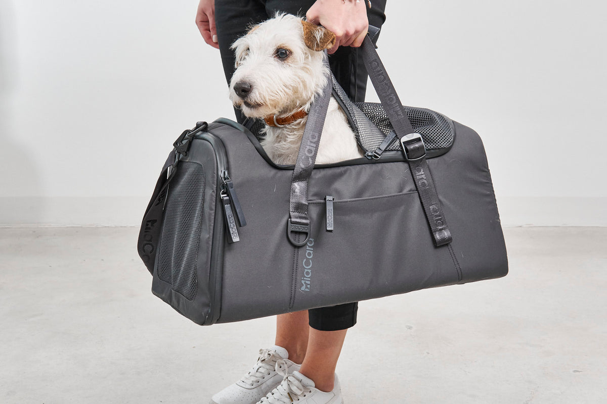 Sac de transport avion et train MiaCara Volata pour chien, asphalte. © MiaCara