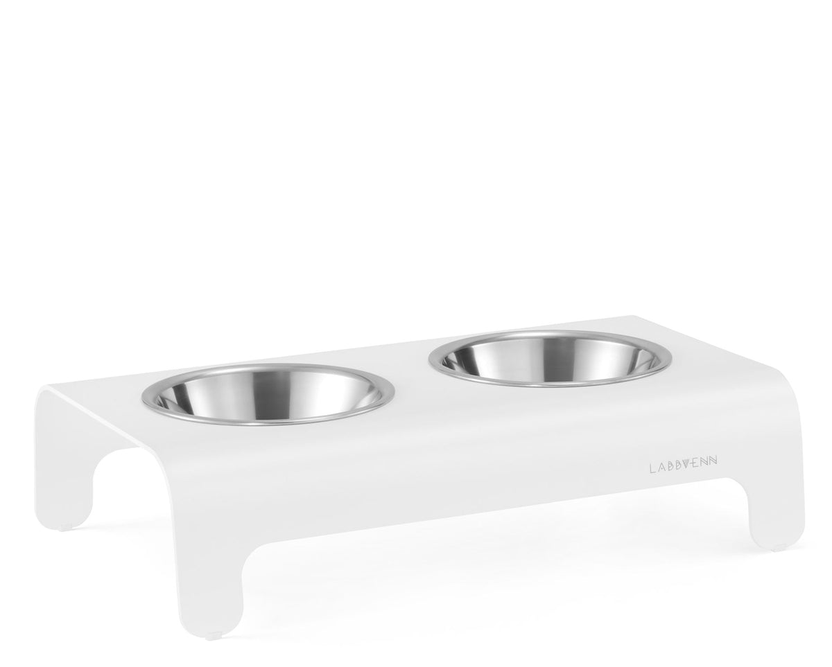 Labbvenn RICO, support de gamelles surélevé pour chien, blanc
