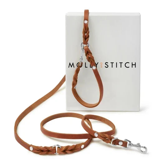 Molly &amp; Stitch cuir beurré - laisse 3x réglable cognac du Sahara assortie